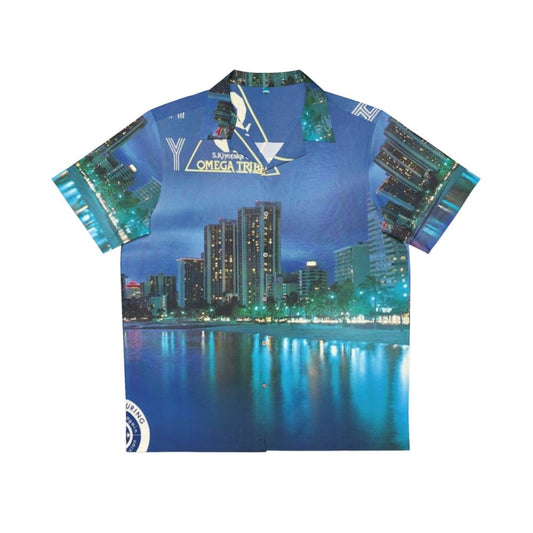 Retro 80s Hawaiian Shirt with City Pop and Synthpop Album Art