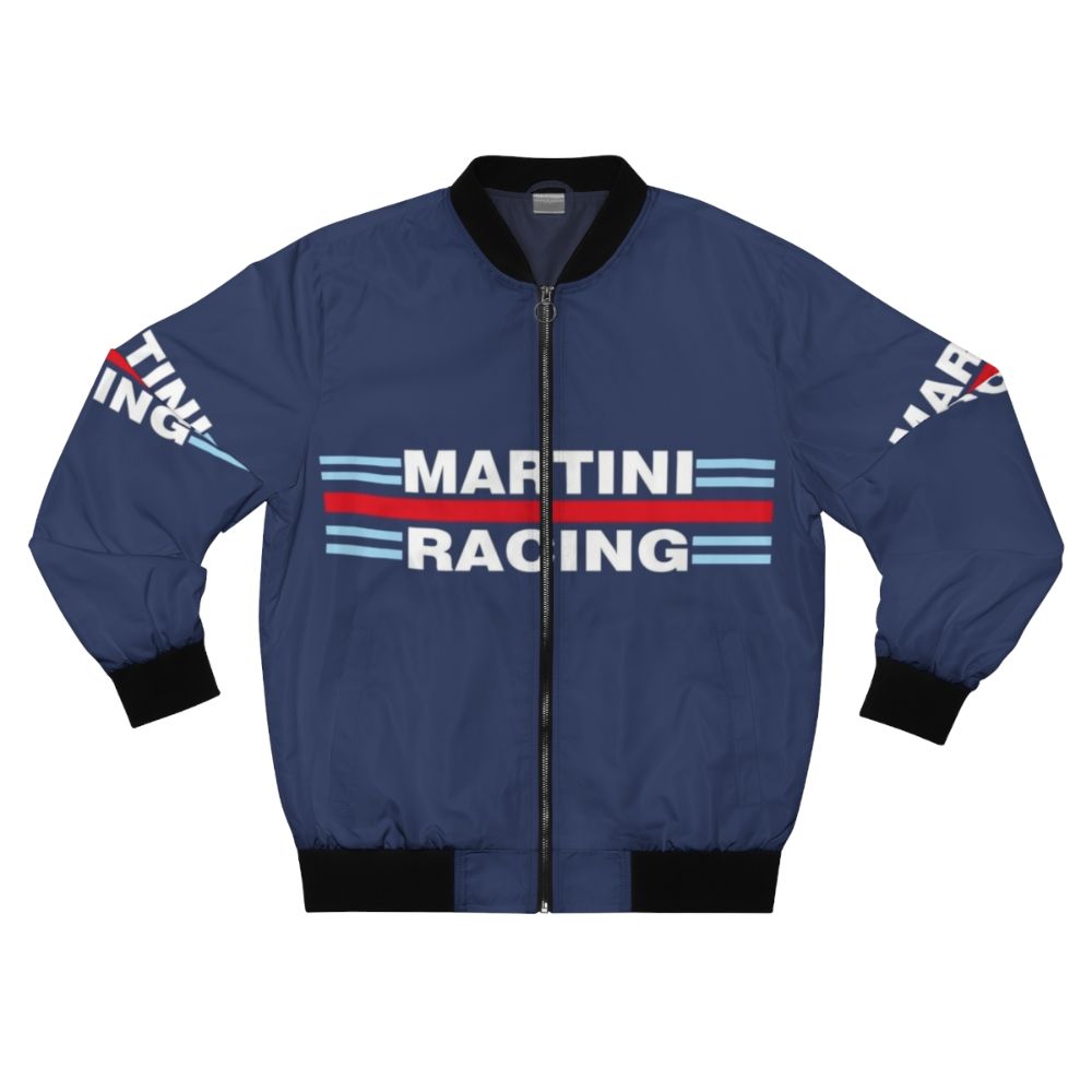 Vintage Martini Racing Bomber Jacket with car and racing graphic design