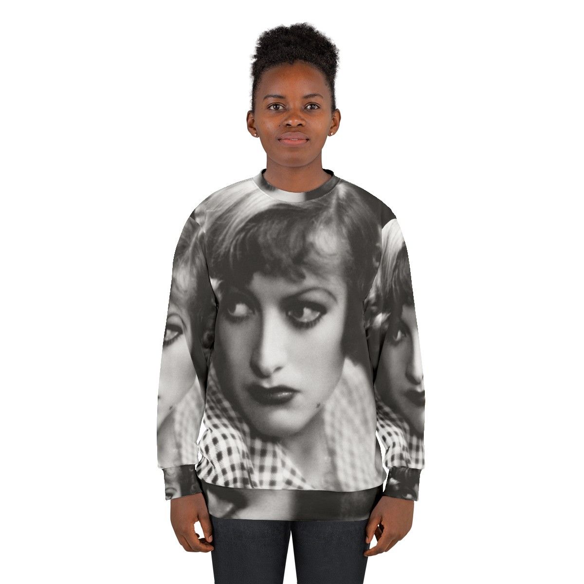 Vintage Joan Crawford Rain Sweatshirt with Retro Hollywood Actress Graphic - women