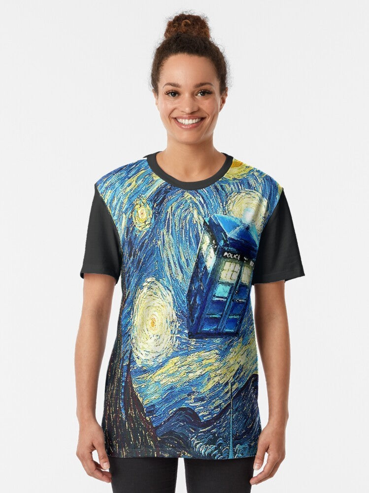 Van Gogh Graphic T-Shirt featuring Doctor Who and space travel imagery - Women