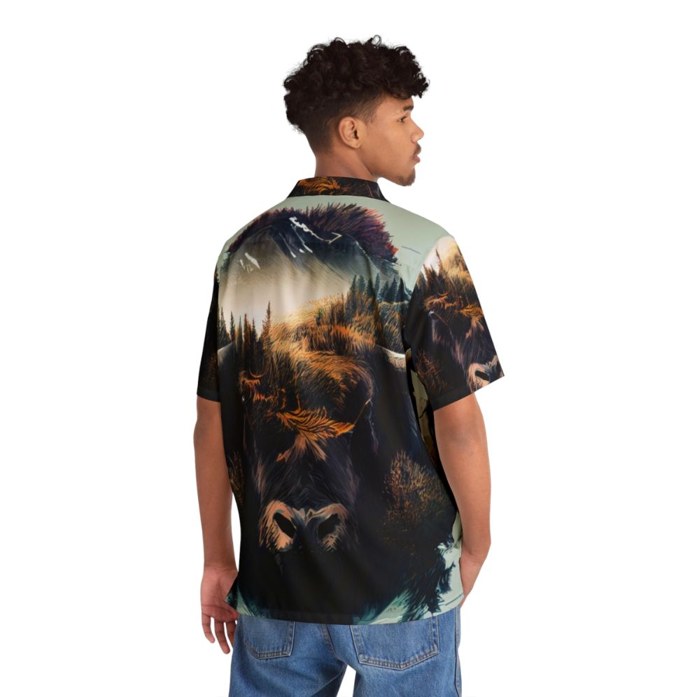 Nature's Majesty Bison Hawaiian Shirt featuring a vibrant bison animal print - People Back