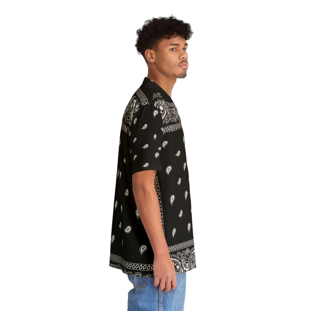 Bandana print black Hawaiian shirt with urban and cowboy inspired design - People Pight