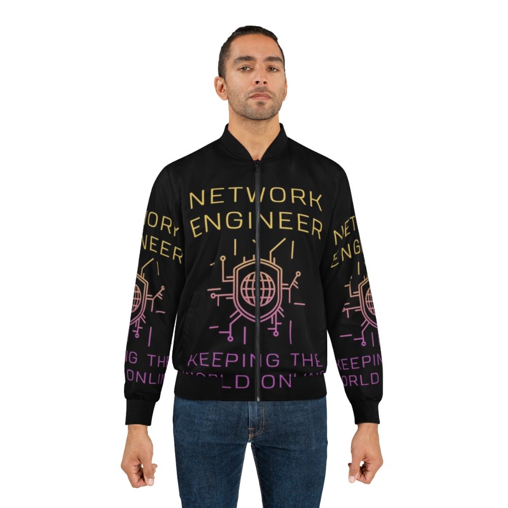 Network Engineer Bomber Jacket with Networking and Global Online Connections - Lifestyle