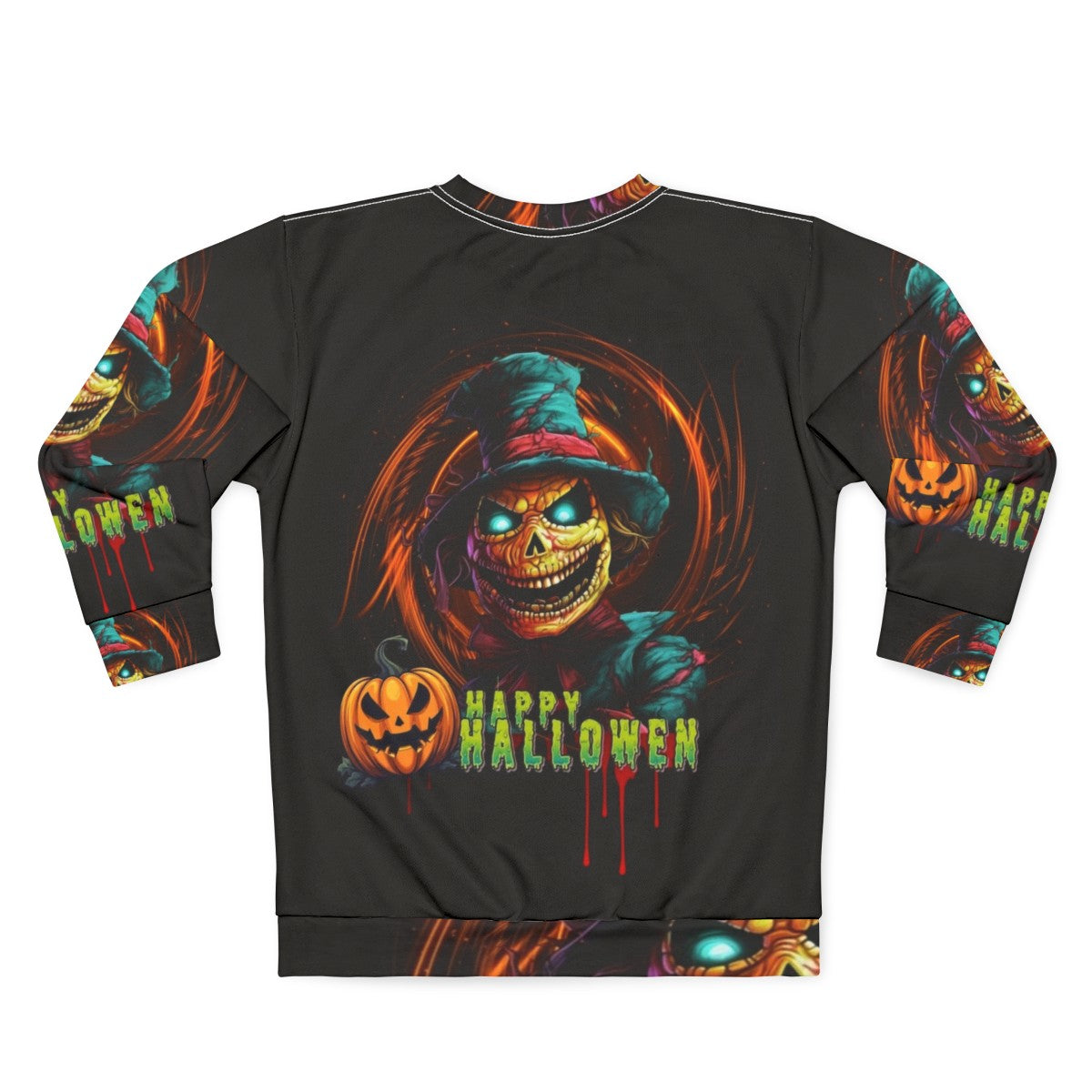 Scary Scarecrow Halloween Sweatshirt - Back