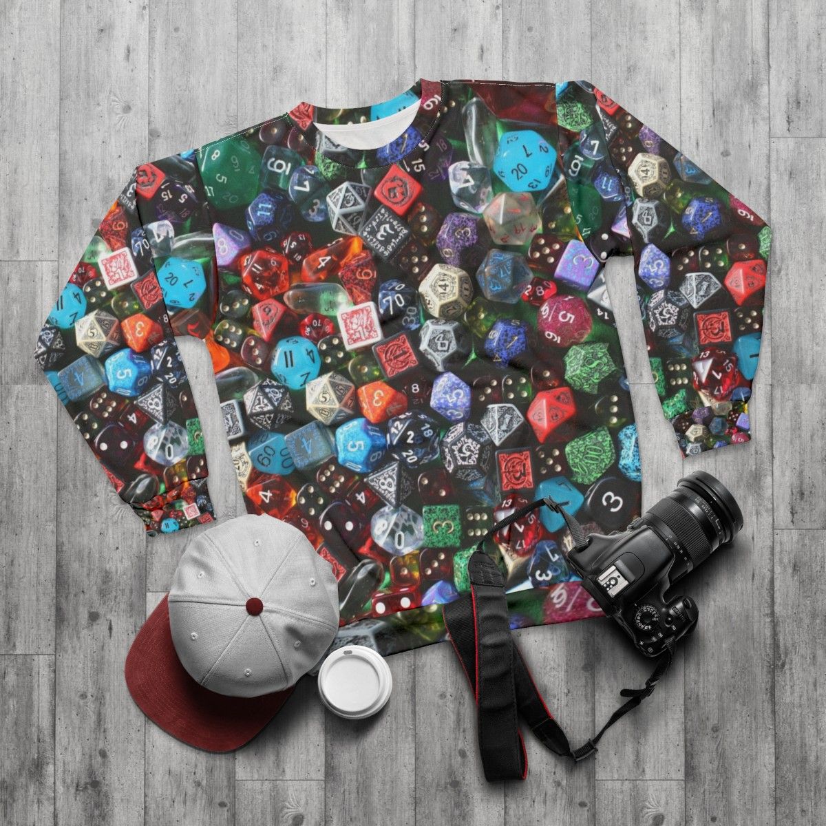 Dice Sweatshirt for Gamers - flat lay