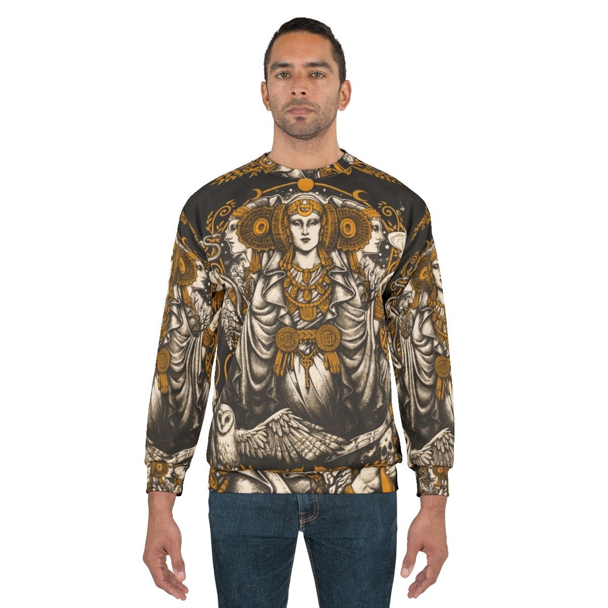 Iberian Hecate Sweatshirt with art nouveau and medusa design - men