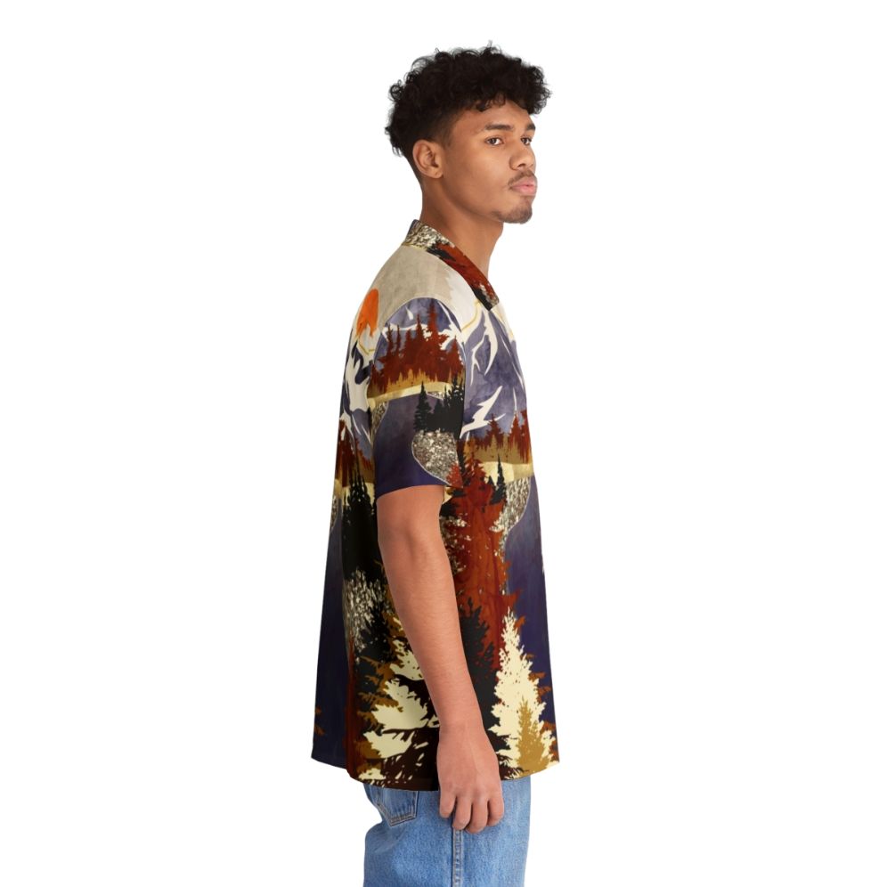 Autumn River Hawaiian Shirt with abstract landscape design - People Pight