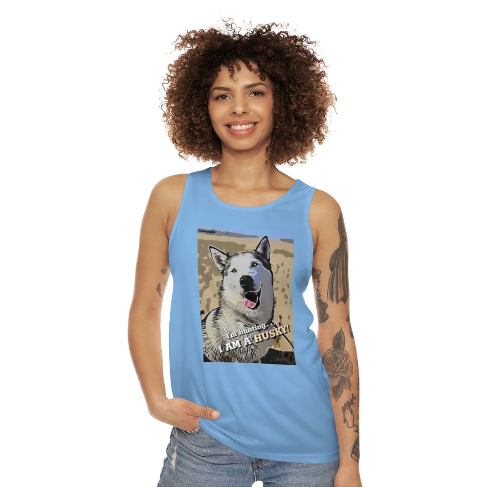 Siberian Husky wearing Unisex Tank Top - women