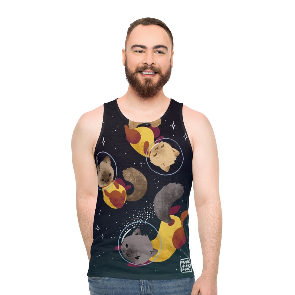 Space Cats Unisex Tank Top with Astronaut Cat Design - men