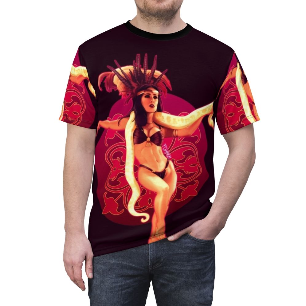 Artistic portrait t-shirt design inspired by the cult classic film From Dusk Till Dawn - men front