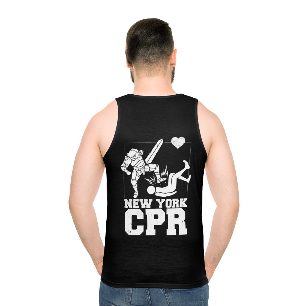 Unisex New York City CPR Black Tank Top - men back