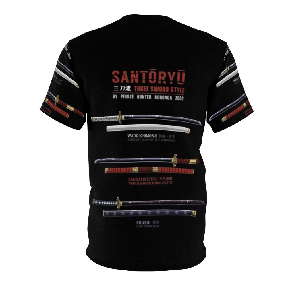 Zoro Santoryu Inspired Anime Katana T-shirt Design - Back