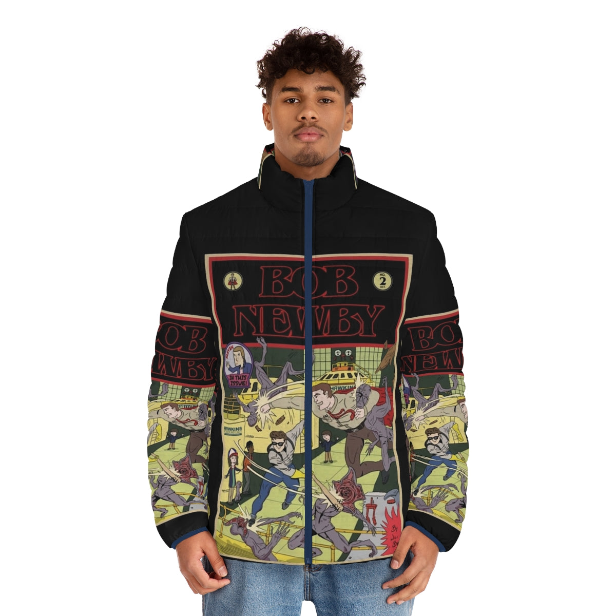 Bob Newby superhero vintage Stranger Things puffer jacket - men front