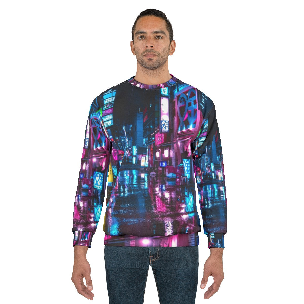 Tokyo Shimbashi Cyberpunk Neon Sweatshirt - men