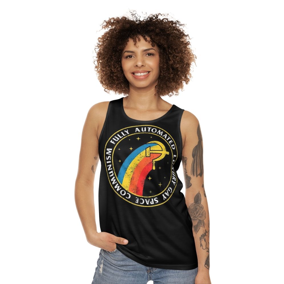 Fully Automated Luxury Gay Space Communist Unisex Tank Top - women