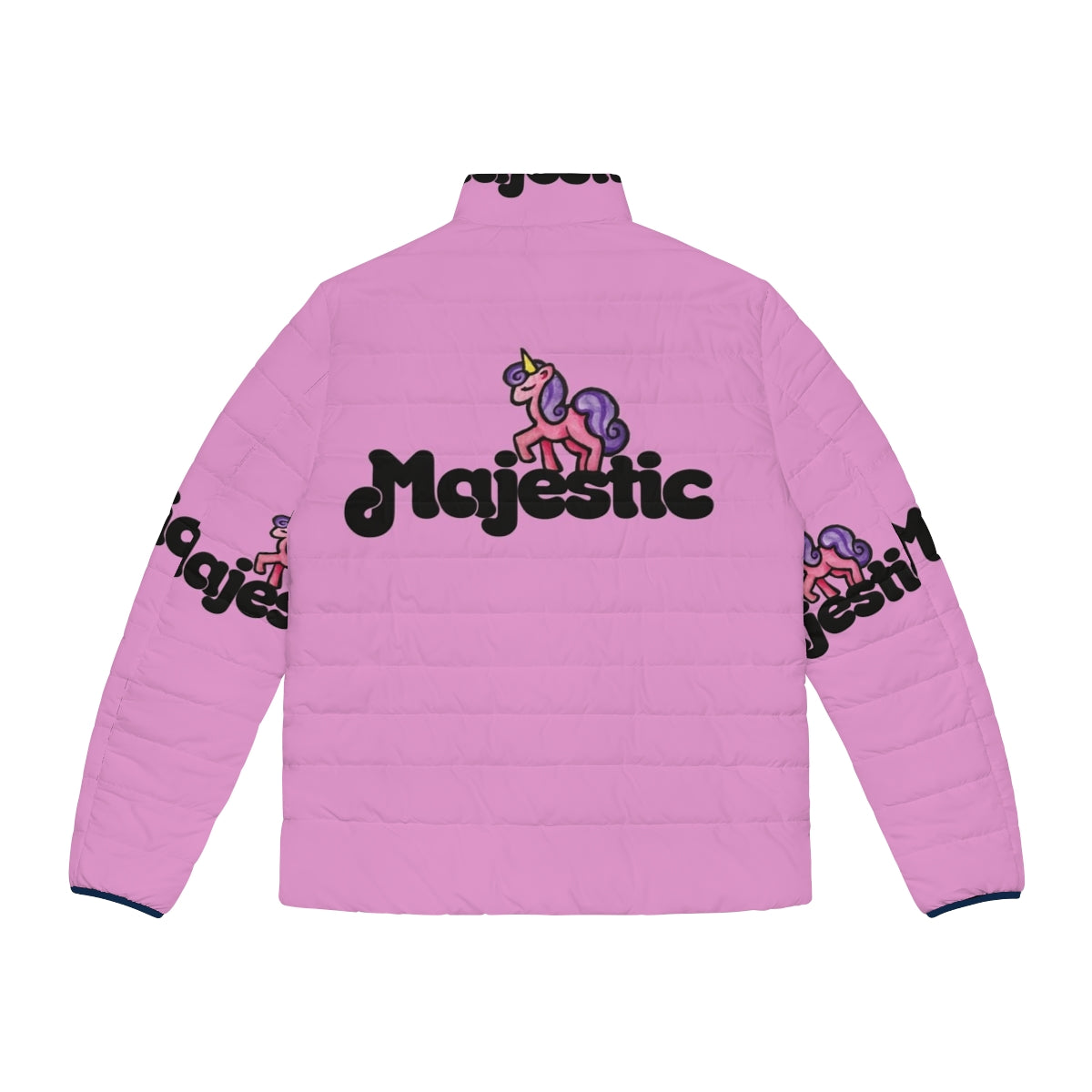 Majestic unicorn puffer jacket in a vibrant pink color with a whimsical unicorn design - Back