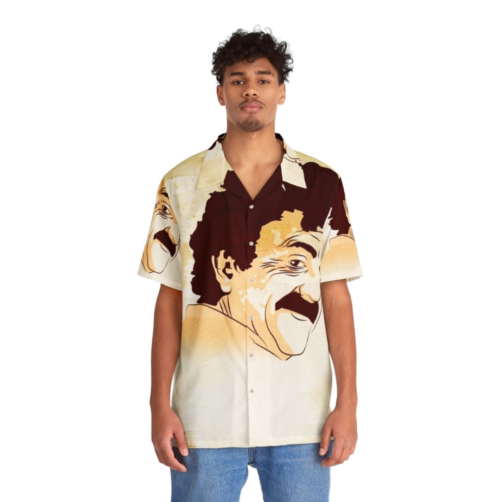 Kurt Vonnegut Hawaiian shirt with tropical print - People Front