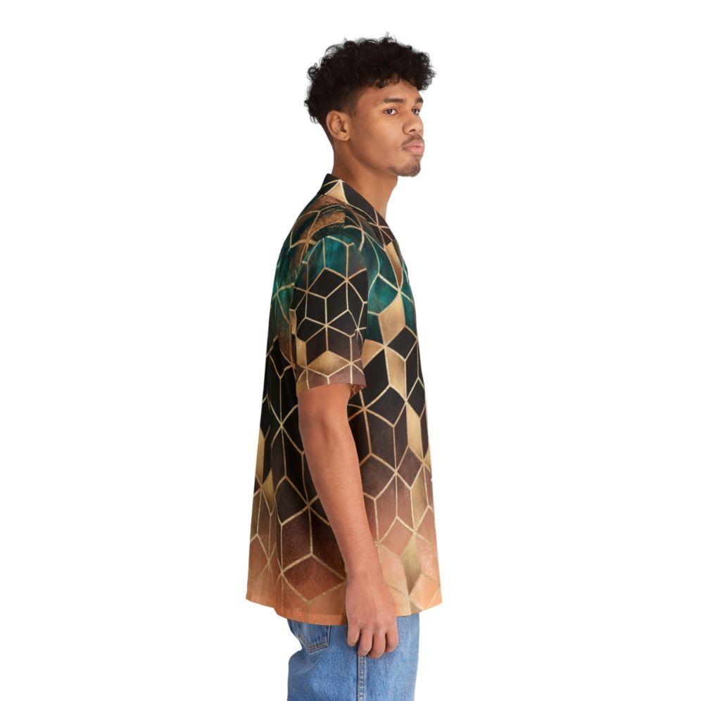 Ombre Cubes Hawaiian Shirt with Geometric Pattern - People Pight