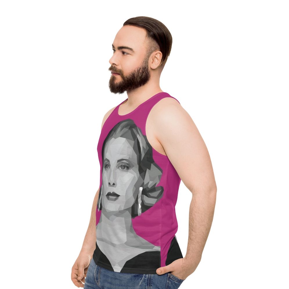 Grace Kelly Geometric Poly Pink Unisex Tank Top - men side