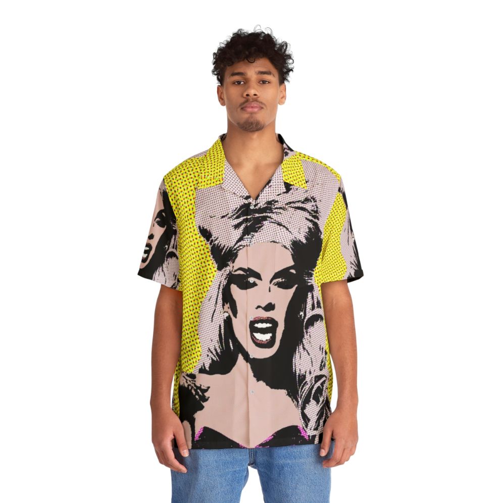 Colorful pop art inspired Hawaiian shirt with Alaska theme - Lifestyle