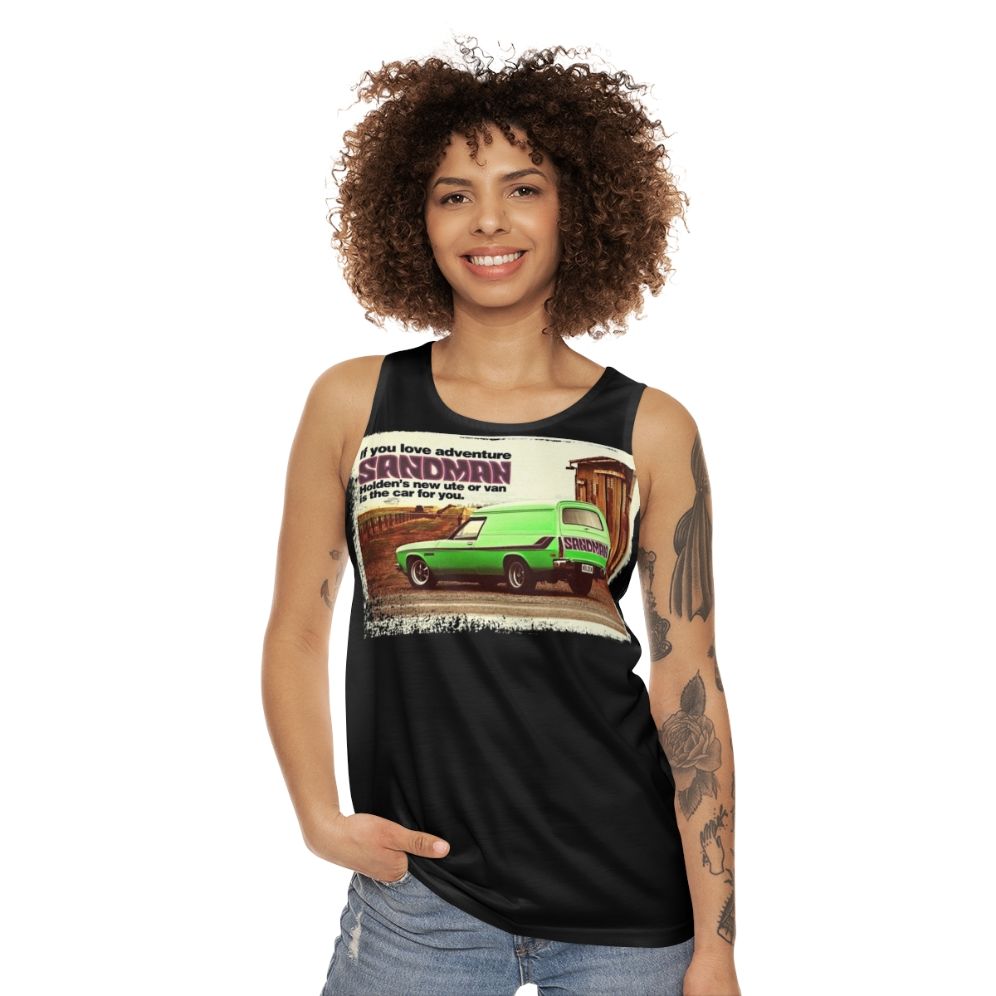 Unisex tank top with Holden Sandman panel van vintage design - women