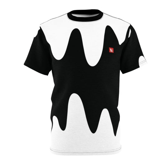 Tricolor abstract design featuring Splatoon-inspired elements on a high-quality t-shirt