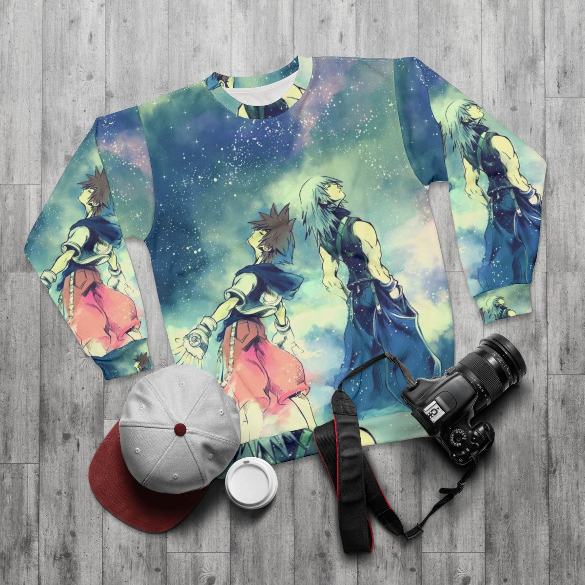 One Sky Kingdom Hearts Graphic Sweatshirt - flat lay