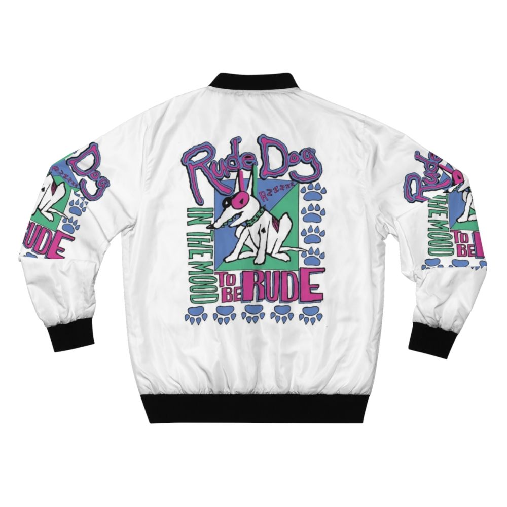 Vintage-style bomber jacket featuring the rude dog and the dweebs cartoon characters - Back