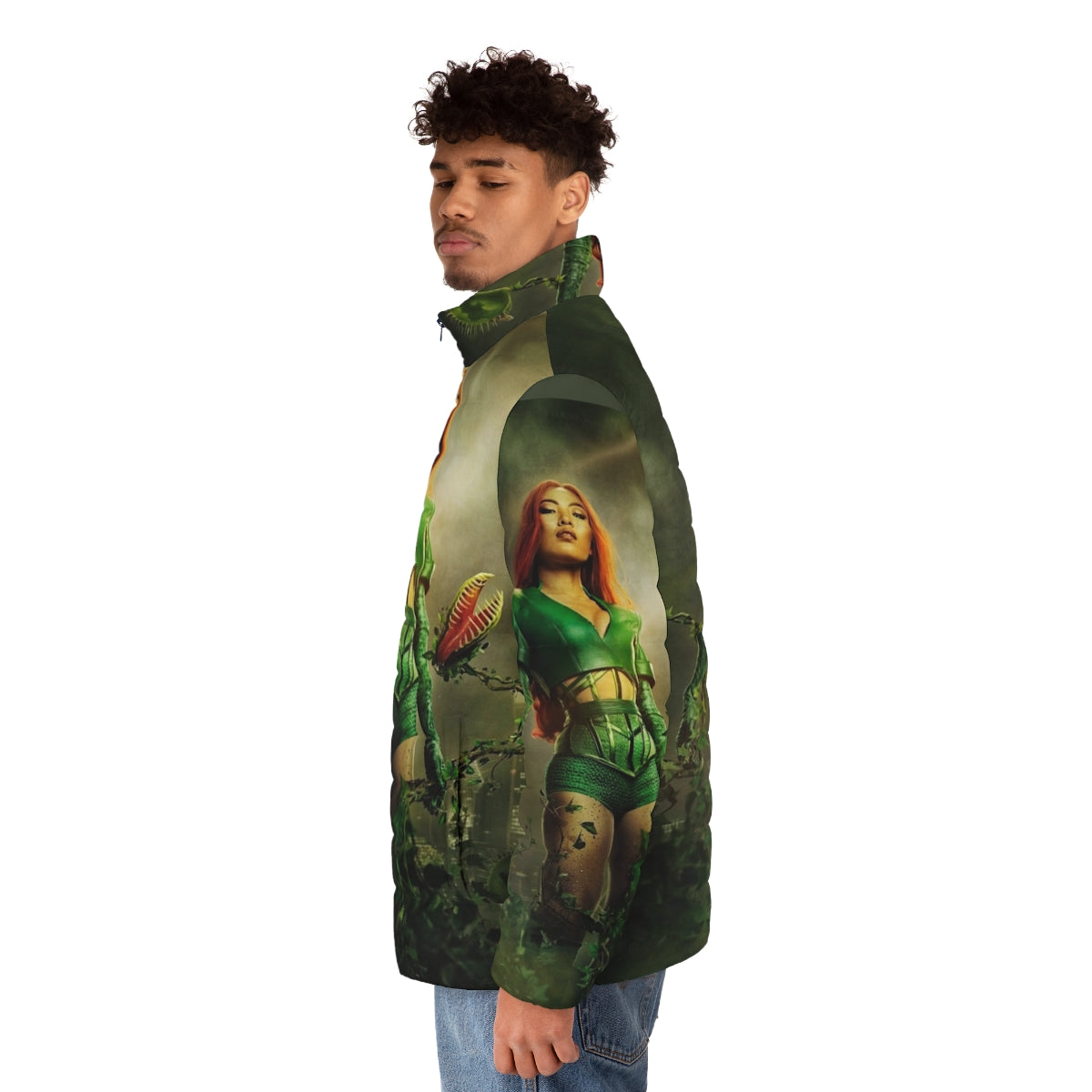 Poison Ivy inspired puffer jacket for women - men side left