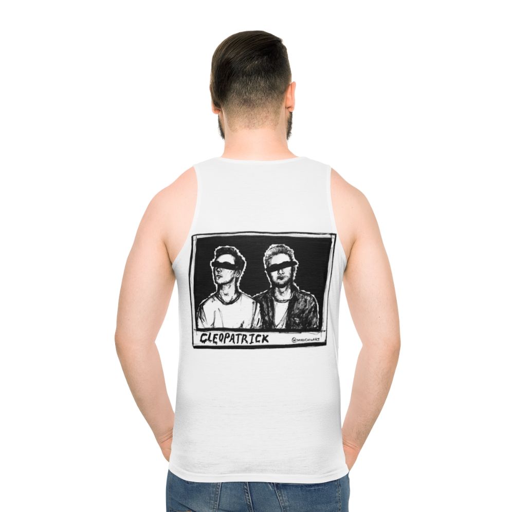 Cleopatrick unisex tank top with band portrait art - men back