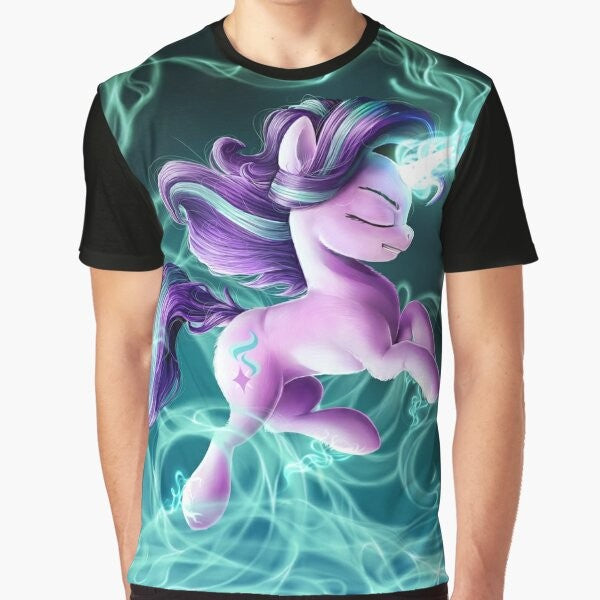 Starlight Glimmer, a character from the My Little Pony TV show, featured on a graphic t-shirt