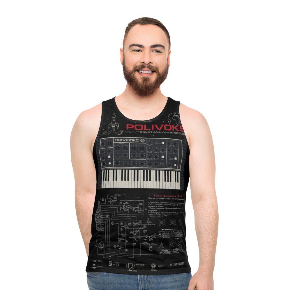 Polivoks Synth Tank Top with Electronic Music Inspired Design - men