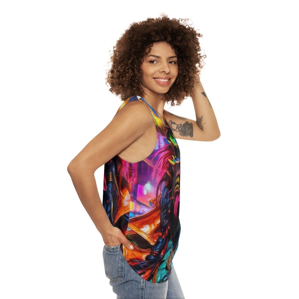 Neon Pirate Graffiti Unisex Tank Top - women side