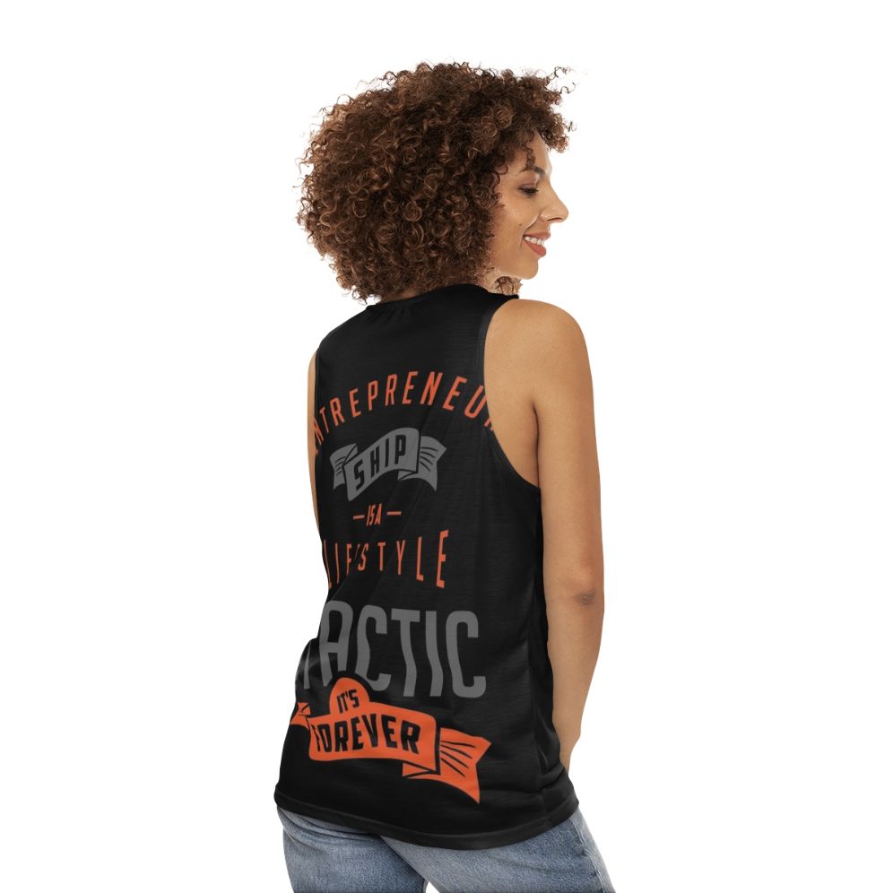 Unisex entrepreneur tank top with motivational design - women back