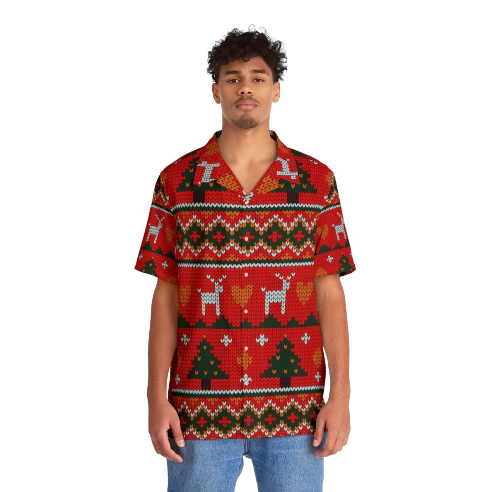 Festive Hawaiian-Style Christmas Knit Sweater - People Front