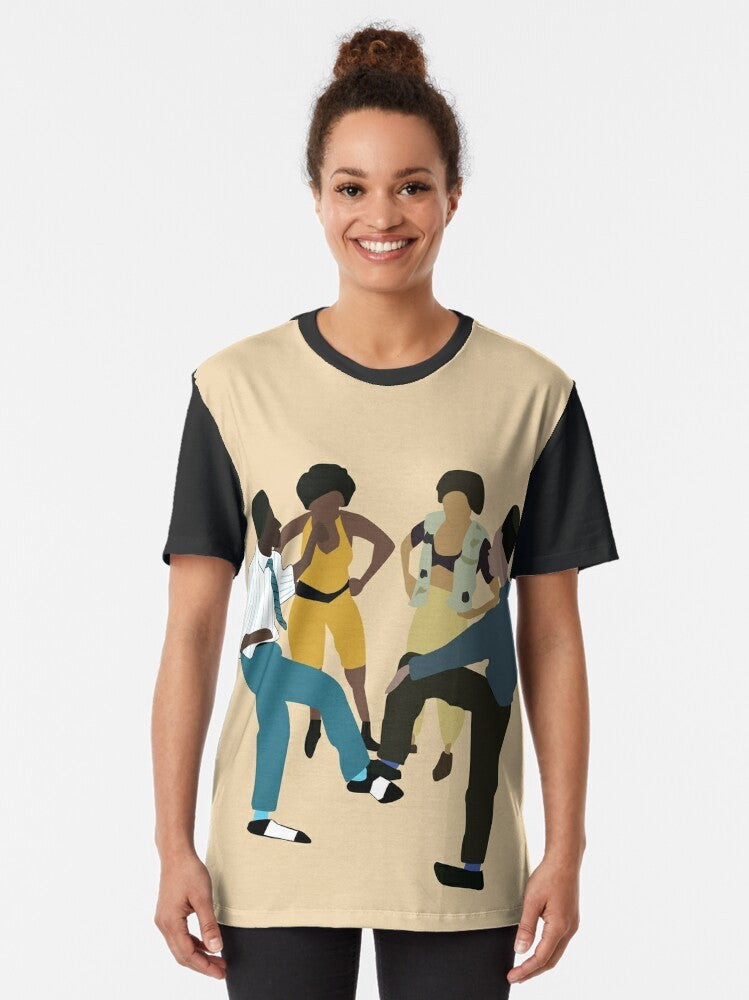 90s House Party Graphic T-Shirt with Hip Hop Inspired Design - Women