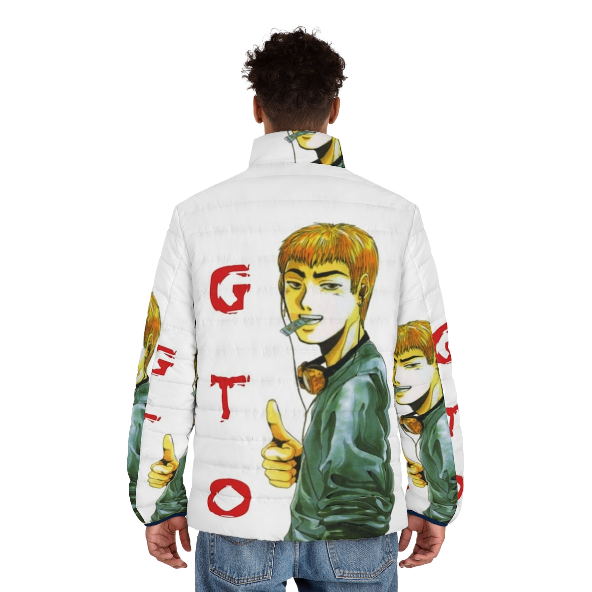 GTO Graphic Puffer Jacket, featuring an anime-inspired design - men back