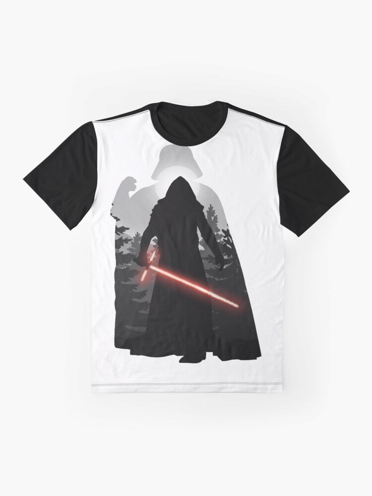 Star Wars inspired "The Sins Of Our Fathers" graphic t-shirt featuring Sith and Darth Vader imagery - Flat lay