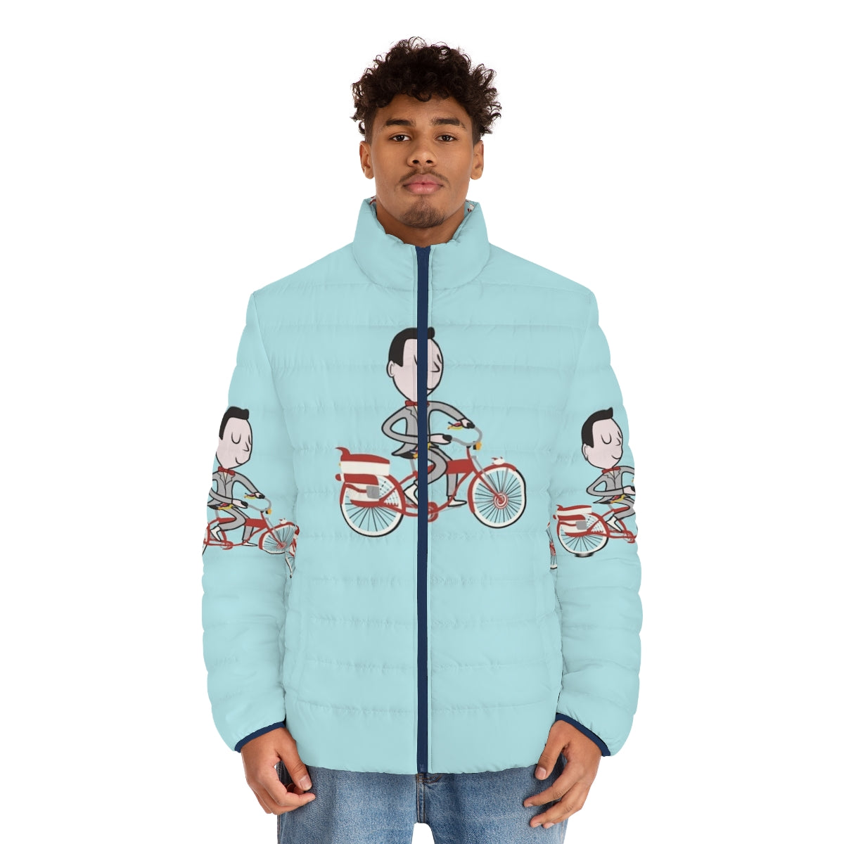 Peewee Herman Puffer Jacket featuring a classic 80s movie design - men front