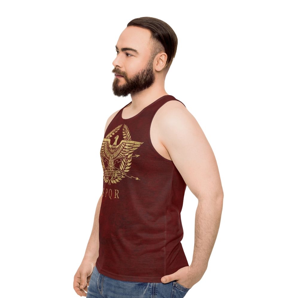 Vintage Gold Roman Empire Emblem Unisex Tank Top - men side