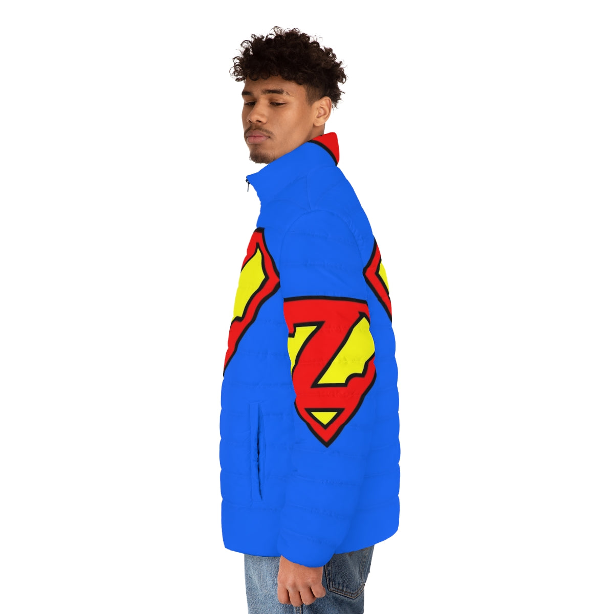 Superhero puffer jacket with letter Z design - men side left