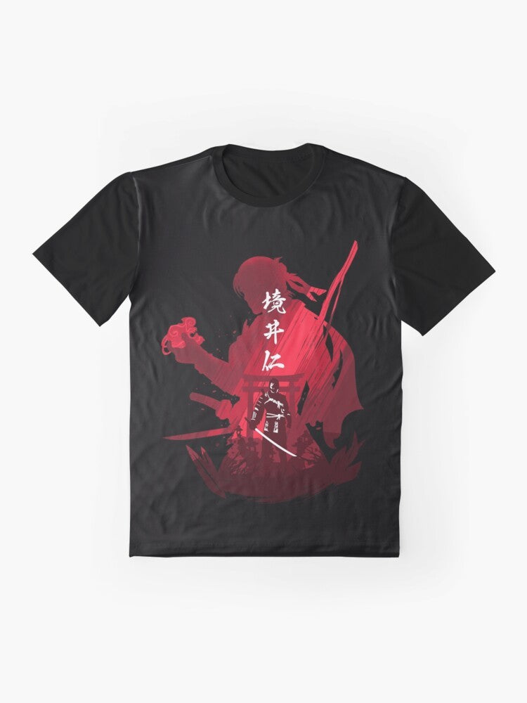 A graphic t-shirt featuring the legendary samurai Jin Sakai from the video game Ghost of Tsushima. - Flat lay