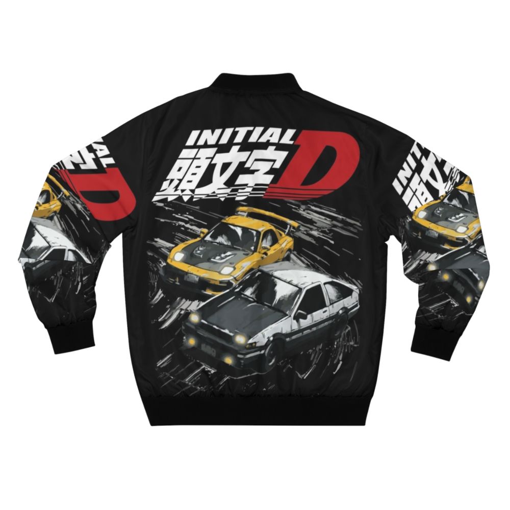 Initial D inspired bomber jacket featuring the Toyota AE86 Trueno and Mazda FD RX-7 for drifting enthusiasts - Back