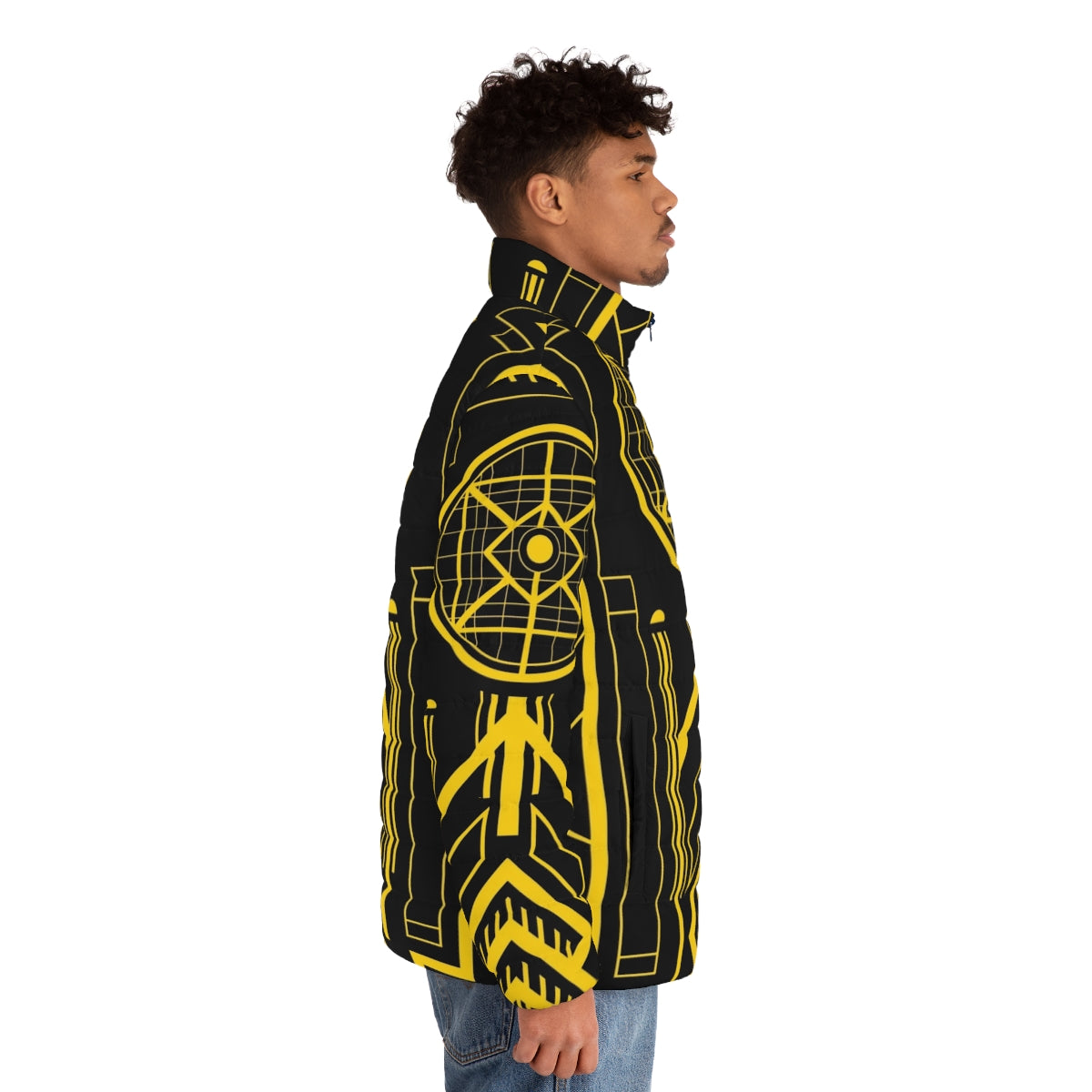 Star Trek Art Deco Enterprise Puffer Jacket with Retro Vintage Design - men side right