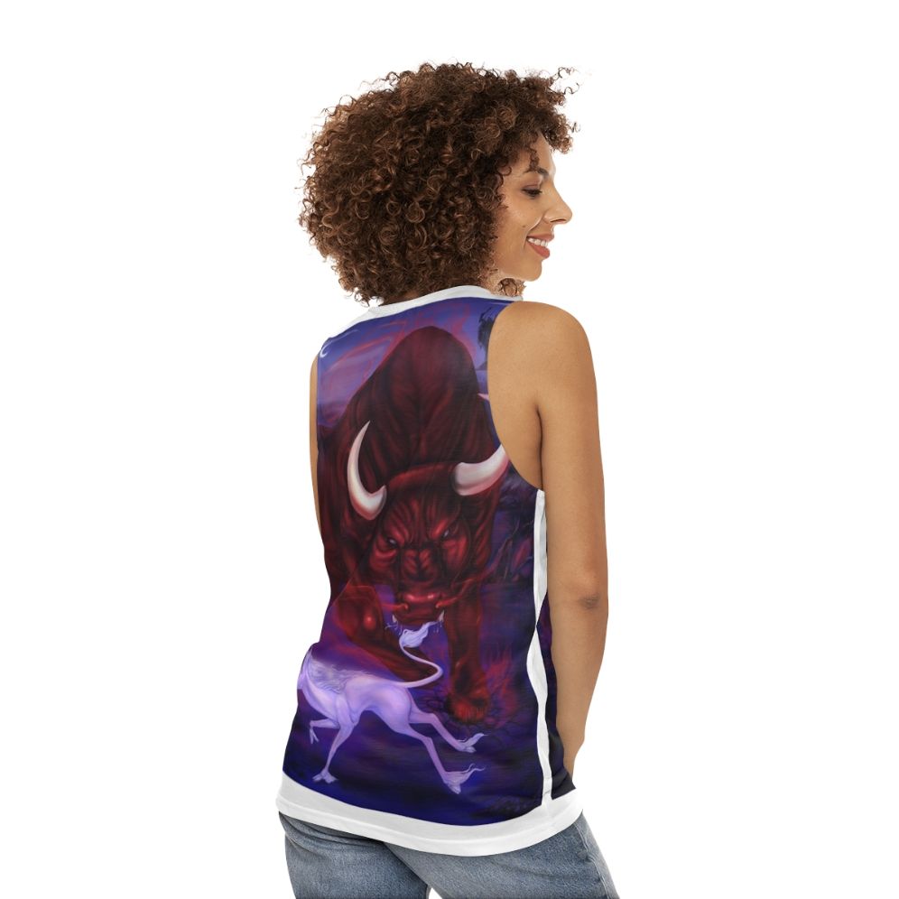 Unicorn and Bull Unisex Fantasy Tank Top - women back