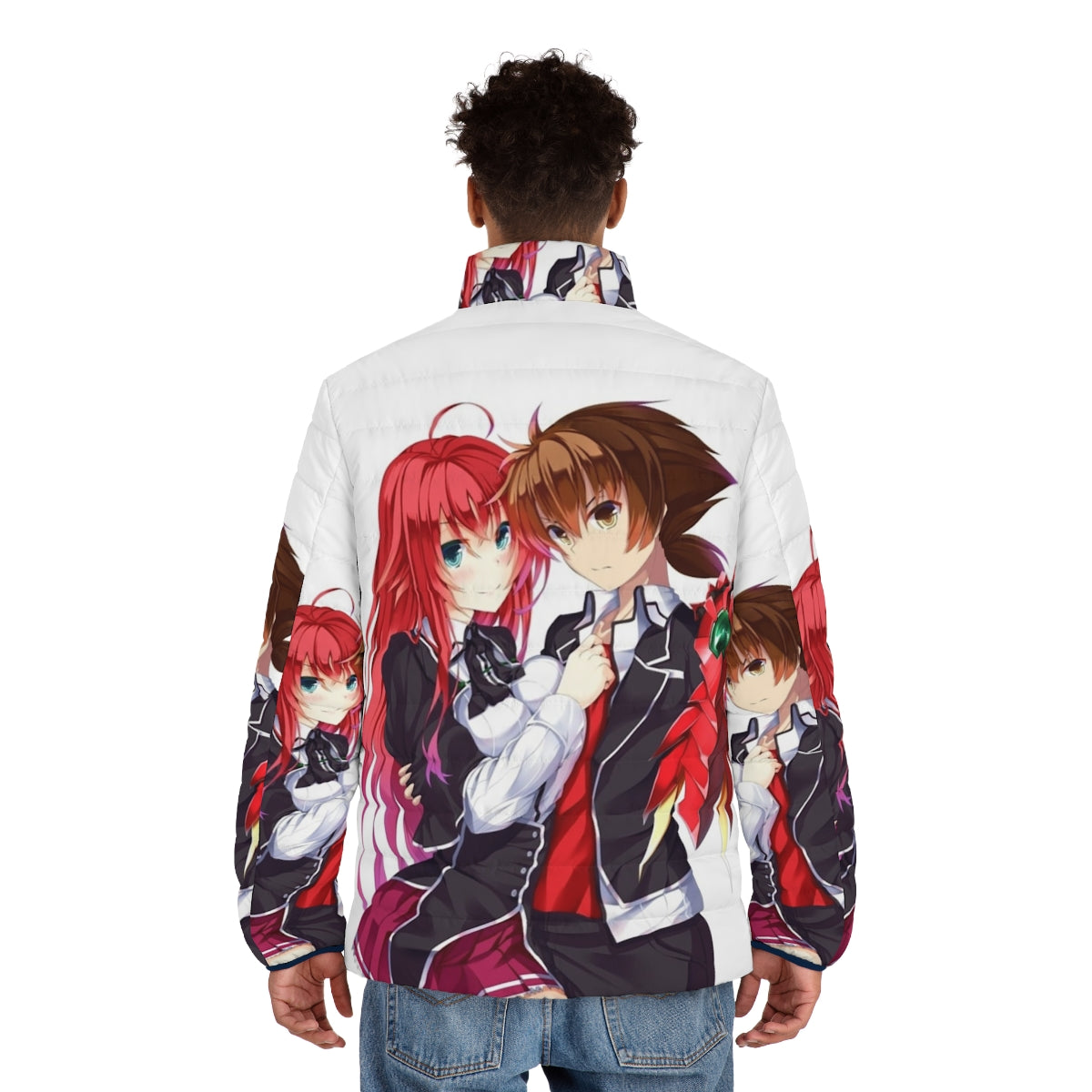 High School DxD Anime Puffer Jacket with Kawaii Design - men back