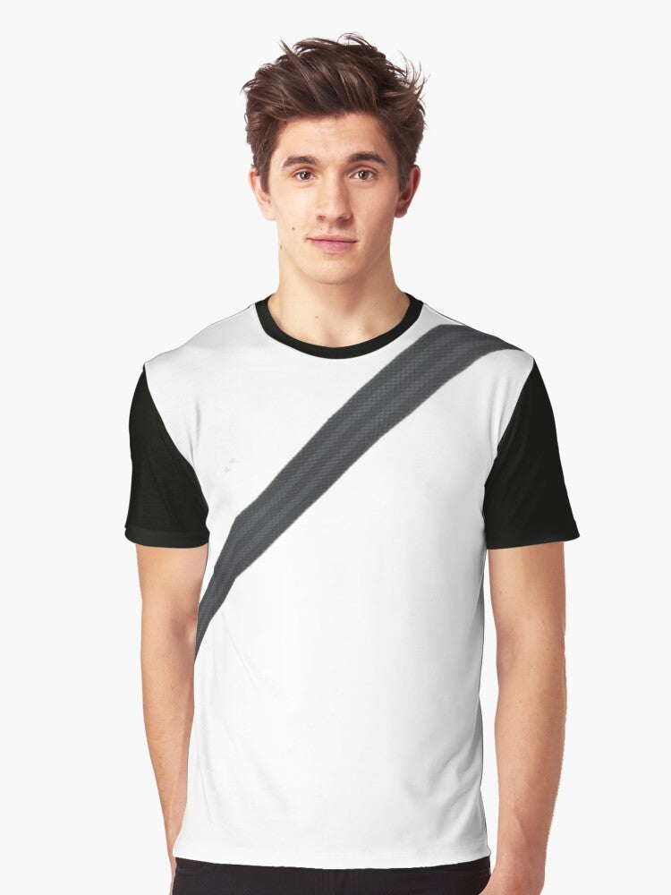 Fake seat belt graphic design t-shirt with car seat belt print - Men