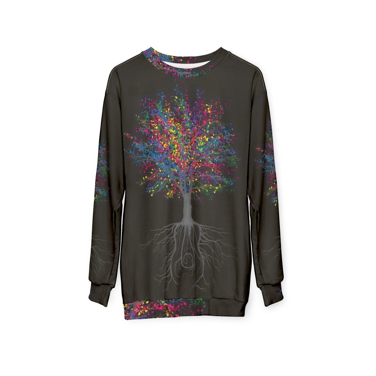 Colorful trees and musical nature inspired sweatshirt - hanging