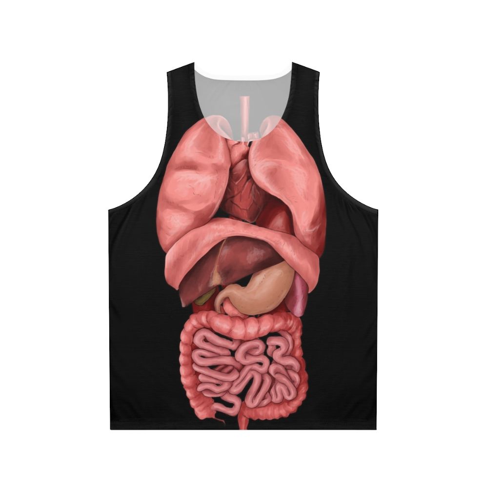 Unisex tank top featuring a watercolor illustration of the human internal organs