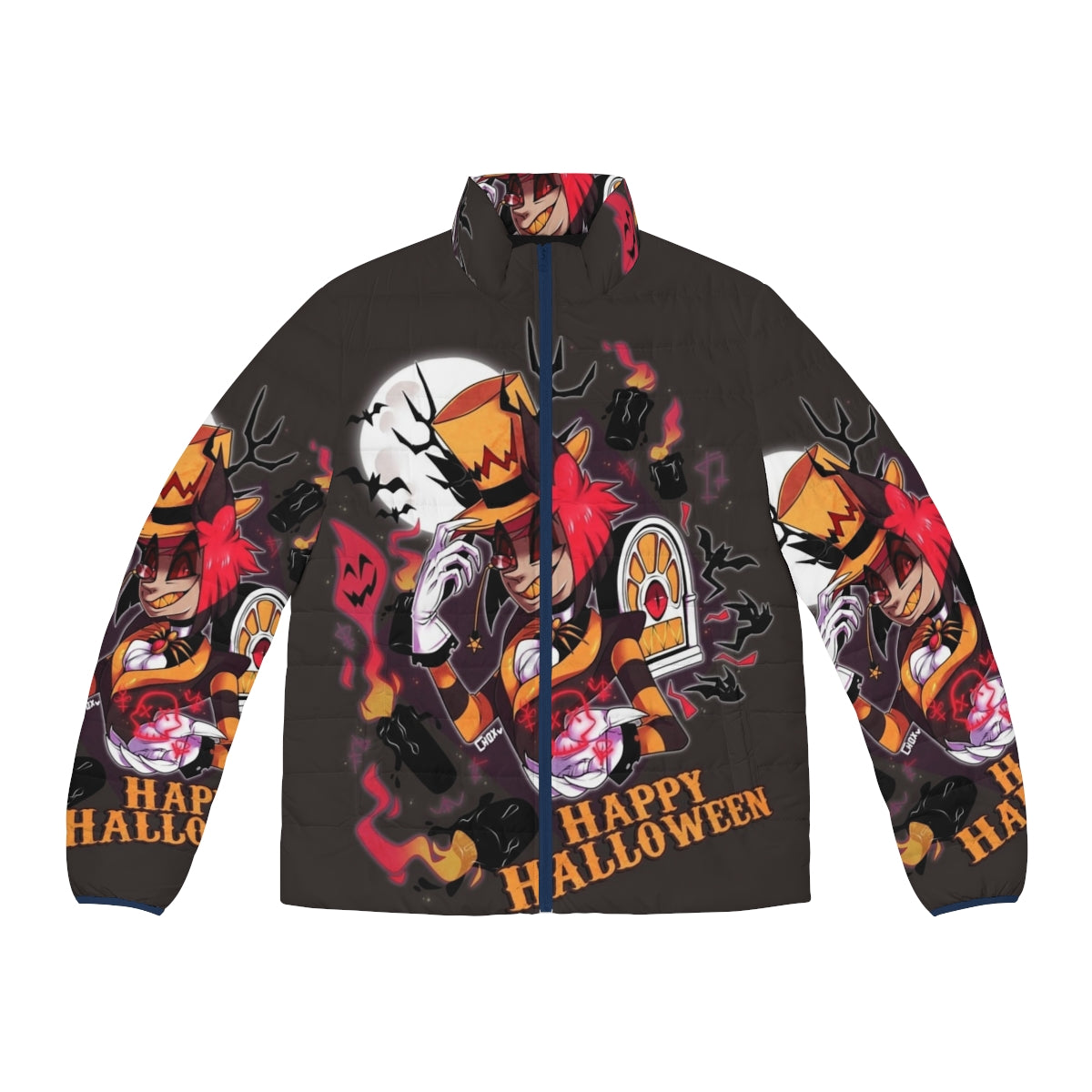 Hazbinhotel Alastor Halloween Puffer Jacket with focus keyword "halloween puffer jacket"